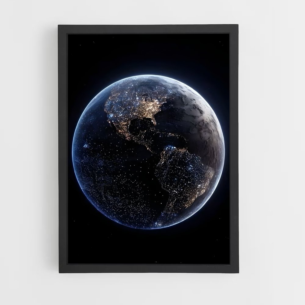 Poster Terre Nocturne – affiche Système solaire (vue 2)